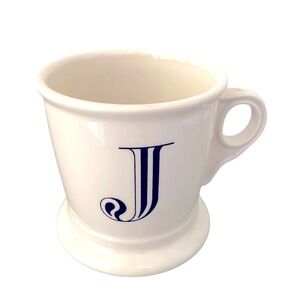 Anthropologie Monogram Letter J Barber Shop Coffee Tea Mug Cup Black White